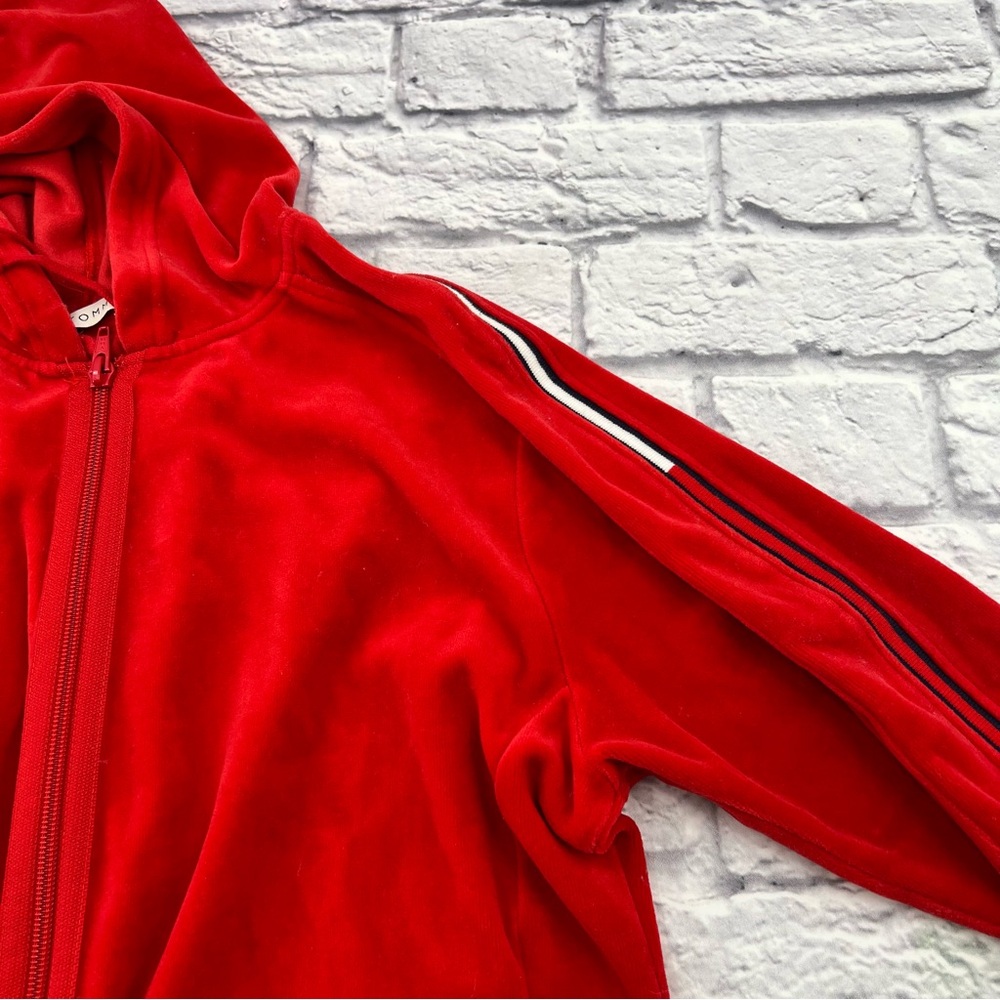 Tommy Hilfiger XL Classic Velour Full Zip Up Hoodie Red Soft & Cozy - Picture 8 of 8